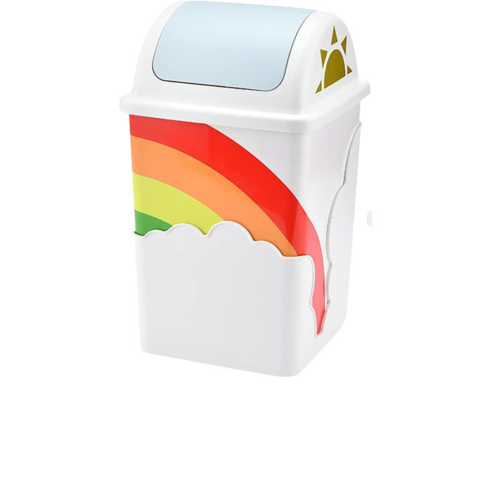 ColaFurniture Rainbow Trash Can Cute Waste Basket For Kids Room